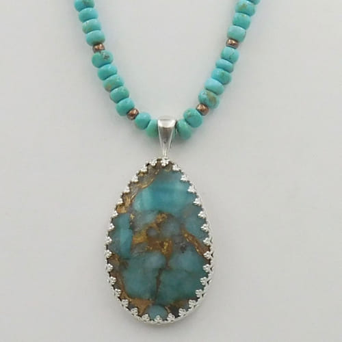 DKC-1113 Necklace Peruvian Amazonite $180 at Hunter Wolff Gallery